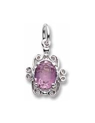 Rembrandt Charms, October Birthstone Charm, Synthetic Pink Tourmaline in Solid Sterling Silver or Gold