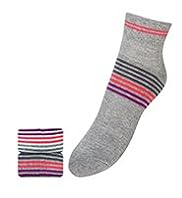 2 Pairs of Cotton Rich Striped Sports Socks with Stay New™ Technology