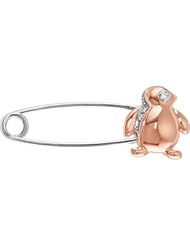 14K Rose And White Gold Youth Pendantguin Brooch W\Di & Pk