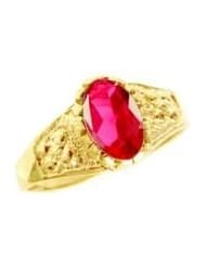 14k Yellow Gold, Mini Size Child Ring with Brilliant Lab Created Gem Classic Design