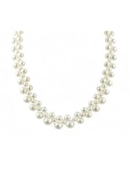 Sterling silver three strand 5.5-10mm freshwater cultured pearl woven necklace, 18"