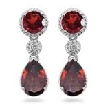 0.03 cts Diamond and 4.98 Cts Garnet Earring in 14K White Gold