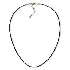 2mm Black Leather Cord Necklace Rope Chain with Stainless Steel Clasp - 16 - 18 inch Adjustable