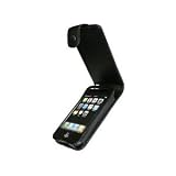 igadgitz Etui Poche de luxe relevable en Cuir v�ritable, Housse de couleur Noir pour Apple iPhone 3G & 3GS 8 go gb 16 go gb & 32 go gb + protecteur �cran + clip ceinture amoviblepar igadgitz