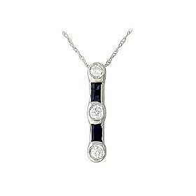 14-kt. Three Stone Sapphire & Diamond Pendant