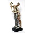 Art Deco Lady with Greyhound Borzoi Figurine Statue Bronze