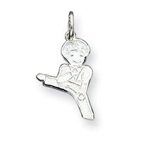 Sterling Silver Boy Martial Arts Charm - JewelryWeb
