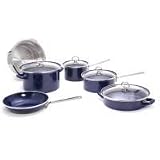 Chantal 10 Piece Enamel on Steel Cookware Set, Cobalt Blue Glossy