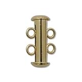 Gold Plated Tube Clasp 16.5mm Two Rings Strands (4)