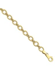 Solid 14k Gold Fancy Satin & Polished Finish 7 Inch Bracelet w/ Lobster Clasp