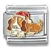 Clearly Charming Basset Hound with Santa Hat Dog Breed Canine Collection Italian Charm 18k Gold by Casa D'Oro