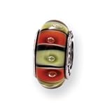 Sterling Silver Reflections Red/Yellow Murano Glass Bead QRS628