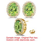 0.24 Ct Diamond & 1.00 Cts Peridot Stud Earrings 