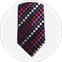 Black with Gray, Blue, Red, Purple, Dark Gray Dot Stripe Tie.