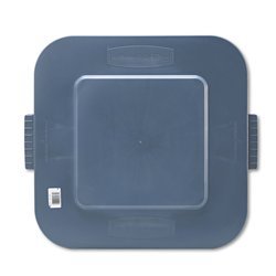 Trash Container Lid, 28 Gallon, Molded Handles, 21-1 2 Square, Gray RUB352700GY by Rubbermaid