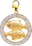 Zodiac Pisces, 14K Gold Diamond Charm