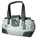 Authentic Coach Hampton Signature Leather Carryall Handbag 13975 White/Gray/Silver