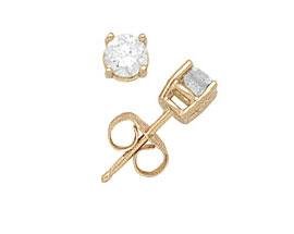1/4 ct.tw Round Diamond Solitaire Earrings in 14 kt. Yellow Gold