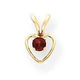 14k 3mm Garnet Heart Birthstone Pendant Child Chain 15 Inch