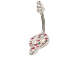 Snake Belly Button Ring with Red Cz Gems