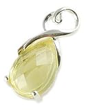 Faceted Yellow Amber Teardrop & Heart Pendant