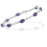 0.08 Ct Diamond & 4.80 Cts AmethystBracelet in 14K White Gold