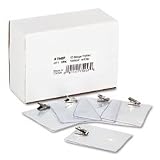 Advantus 75457 Clear Vinyl ID Badge Holder, Punched, 3 x4, Vertical w/Clip, 50/box