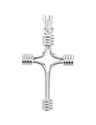 14K White Gold 33.75X23.25 Tubular Cross
