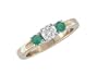 Daviea 14K Three Stone Emerald and Diamond Ring