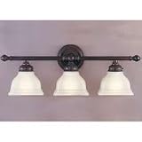 Murray Feiss VS7703-ORB Three-Light New London Collection Vanity Strip, Oil Rubbed Bronze with Acid Etched Glass Shades