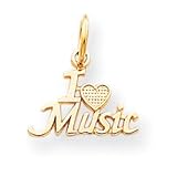 Buy 14k I Love Music Charm by JewelryWeb