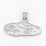 Sterling Silver NASCAR Matt Kenseth Number 17 Car Pendant - Measures 15x22mm