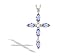 14K White Gold Genuine Marquise Tanzanite and Diamond Cross Pendant