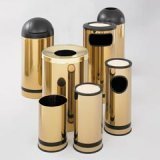 Reflections Open Top Trash Receptacle, 35 Gallon, 18 Diameter, 29-1 2H, Brass SAF9697