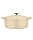 Martha Stewart Collection Sand Enameled Cast Iron Oval Casserole. 7 Qt.