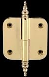 2 x 2 inch Left Lift-Off Round Door Hinge w/ finial - Bright Solid Brass
