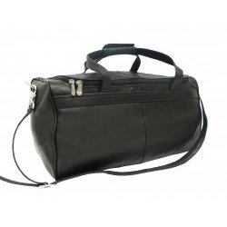 Leather Duffel Bag (Black) (17.5" x 9.5" x 9.5")