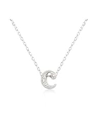 Micro-Pave Initial C Pendant Necklace