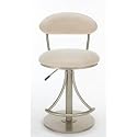 Hillsdale Venus Adjustable Swivel Stool, Silver Finish with Fawn Faux-Suede Fabric