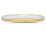 3 mm Two Toned Yellow Milgrain Edge Comfort-Fit Men's Wedding Band in 14k Two-Tone Gold