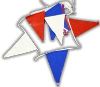 100' Red, White, & Blue 4-Mil Polyethylene 12x18" Pennant String - Quinn Flags Brand
