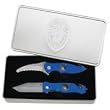 Maxam 2pc Set Liner Lock Knives w/ Bright Blue Aluminum Handles