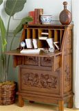 Hand Carved Drop-Front Desk- Pecan
