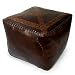 Tooled leather ottoman, 'Floral Sun'