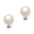 18k White Gold Cultured Akoya Pearl and Diamond Earrings