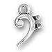 Sterling Silver Pendant Charm Music Note Bass Clef Symbol