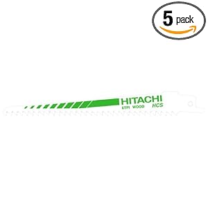 Hitachi 725300 6-Inch, 6 TPI, HCS, Wood Cutting Reciprocating Saw Blades - 5 Pack by Hitachi