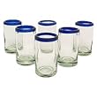 Drinking glasses, 'Cobalt Kiss' (set of 6)
