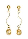 14k Yellow Wire Ball Drop Friction-Back Earrings