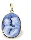 Mother Holding Child Oval Cameo Pendant - 7/8 x 5/8